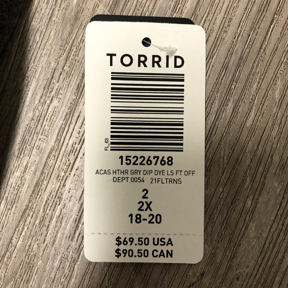 NWT Torrid Size 2 Off-Shoulder Skater Dress French Terry Heather Grey Dip Dye - Picture 13 of 16